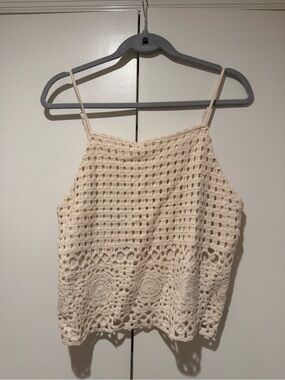 love on a hanger Cream Crochet Camisole Tank